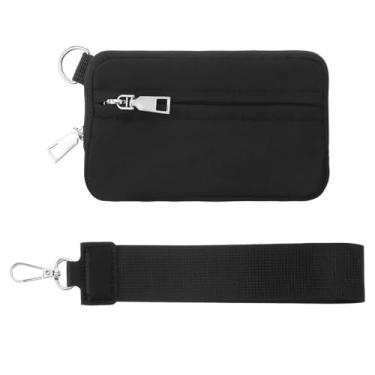 Imagem de Ptwola Carteira de pulso feminina mini bolsa de pulso bolsa de nylon com zíper bolsa de cartão pequena bolsa de moedas multifuncional bolsa carteira com alça de mão para viagem portátil