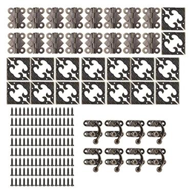 Imagem de RiToEasysports Caixa de Hardware Retro Bronze Fechaduras Dobradiças Protetores de Canto Diy Caixa de Madeira Kit Decoração de Jóias de Ferro