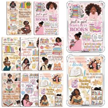 Imagem de Rngmsi Inserção de cartolina para capa transparente – 8 peças de papéis florais para leitura de livros de meninas negras compatíveis com Kindle Paperwhite de 11 a 12 anos, 17 x 11 cm, acessórios de