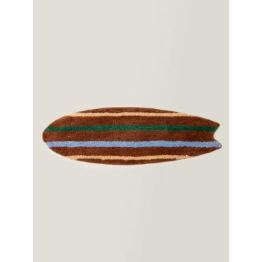 Imagem de WENSHUO Tapete em forma de prancha de surf (bloco de cores caramelo, 125 cm C × 45 cm L, em forma de prancha de surf, listra caramelo colorida)