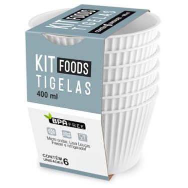 Imagem de Kit 6 Bowls Pote Cumbuca Tigela Petisqueira Plástico Cozinha (Branco)
