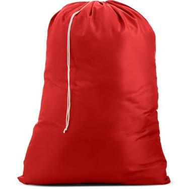 Imagem de (60cm x 80cm , Red) - Nylon Laundry Bag - Red, 22" x 32" - Sturdy rip and tear resistant nylon material with drawstring closure. Ideal machine washable nylon laundry bags for college, dorm and apartment dwellers.