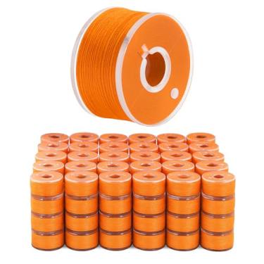 Imagem de Mandala Crafts 144 bobinas pré-enroladas SA156 laranja para máquina de costura Singer -15J SA156 Linha de bobina pré-preenchida para máquina de costura Brother e bordado