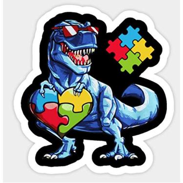 Imagem de 2 adesivos de dinossauro autista autismo para laptop, carro, janela, porta, loja