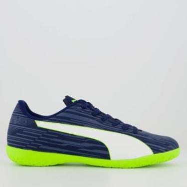 Imagem de Chuteira Puma Rapido III IT BDP Futsal Marinho e Verde-Masculino