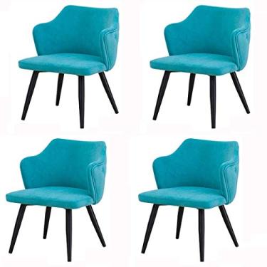 Imagem de Cadeira de jantar, cozinha, sala de jantar, móveis, cadeiras de jantar, conjunto de 4 pernas de metal, cadeiras de sala de estar com assento e encostos de veludo para cozinha e sala de estar (cor