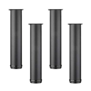 Imagem de ZJYWMM Pernas de móveis pernas de mesa de metal adiustável pés de móveis redondos de substituição para móveis pernas de sofá pernas de sofá mesa pernas armários de cama elevadores 4 peças (preto) 15