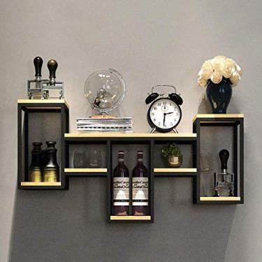 Imagem de Prateleiras flutuantes, prateleira de vinho, prateleira de plantas, suporte de parede decorativo, estilo retrô e suporte de armazenamento de madeira, moldura de livro para sala de estar