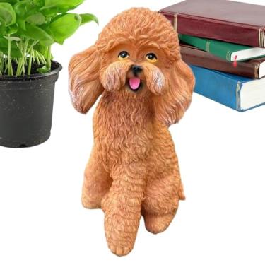 Imagem de Estatuetas de cachorro | Estátuas de cachorro fofas decoração ao ar livre - escultura decoração de casa decorações externas para gramado paisagem quintal caminho jardim pátio varanda interior sala de