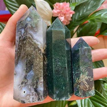 Imagem de FLOAPA 3 peças de planta aquática natural cristal de ágata quartzo Obelisco Reiki mobiliário doméstico decoração de quarto pedras preciosas 8-10 cm pedras primárias e minerais