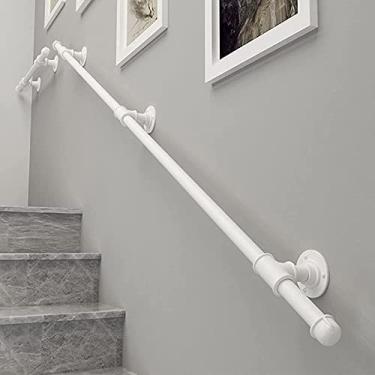 Imagem de SENNIAN Corrimão de escada (1 pés-6 m). Corrimão de montagem na parede, trilhos de escadas de tubo de ferro forjado industrial rústico, trilhos de escadas de ferro forjado, escadas internas e externas