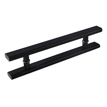 Imagem de Maçaneta de porta de madeira maciça, maçaneta de porta de vidro de escritório, maçaneta de porta deslizante de celeiro, puxador de porta de galpão de vidro, acessórios de aço inoxidável/preto/600 mm