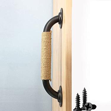 Imagem de STXYANGV Puxador de portas de madeira retrô de ferro metálico | Barra de apoio push pull de tubo estilo industrial | Maçaneta de porta de garagem com parafusos montados (tamanho: 85 mm)