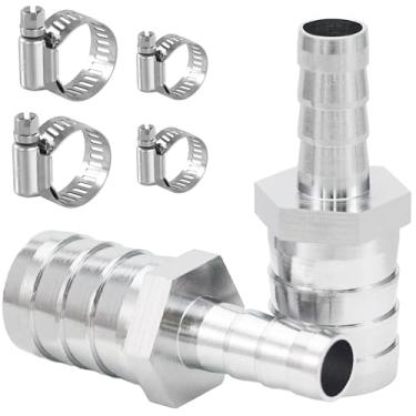 Imagem de Sctihwelire Adaptador de encaixe de farpa de mangueira redutora de latão cromado, 3/4 (19 mm) a 3/8 (10 mm) redutor de emenda com braçadeiras de aço inoxidável, kit de reparo de mangueira de ar para