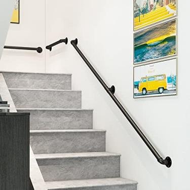 Imagem de FZZIBQYR Rampa de escada para rampas internas/externas para escadas internas e externas 1, 2, 3, 4, 5 e 6 m, rampa de parede de metal preto - kit completo