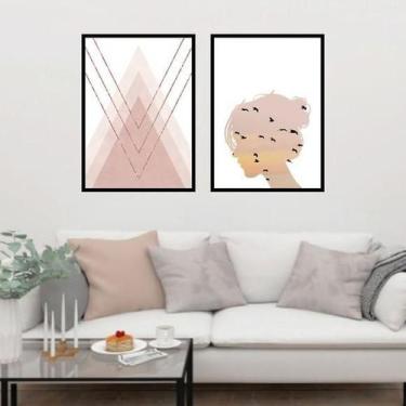 Imagem de Kit 2 Quadros Decorativos Menina Com Pássaros - Quadros On-Line