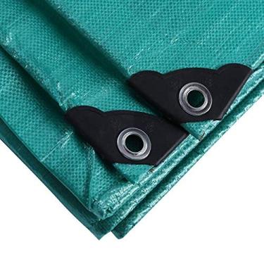 Imagem de OKUOKA Lona impermeável resistente à prova de vento capa contra poeira resistente ao frio metal sem ilhós corda exterior capa de carro barco, 14 tamanhos (cor: verde, tamanho: 6 x 8 m)