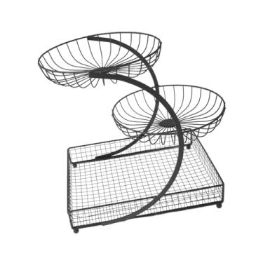 Imagem de YWJLQH Cesto de frutas de ferro, suporte de frutas de ferro, fruteira para de cozinha, decoração para frutas, petiscos, legumes, batatas, sala de, Preto de 3 Camadas