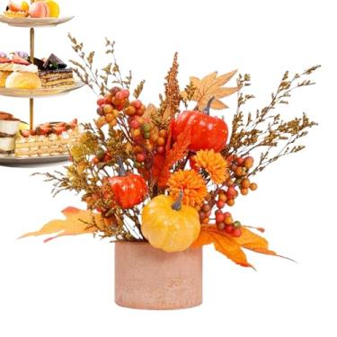 Imagem de Centros de mesa de outono | Decorações de Ação de Graças com folhas de bordo, abóbora - Plantas artificiais, decorações de casa, para férias, cozinha, lareira, mesa, prateleira, sala de estar, quarto