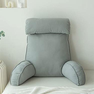 Imagem de Travesseiro de leitura para cama, descanso de cama, descanso de cama, com suporte de braço de pescoço, suporte de braço, perfeito para sentar, ler ou jogar, travesseiro de cadeira de cama com braços