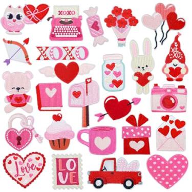 Imagem de Kleeblatt 20 peças de adesivos de coração de amor - aplique bordado romântico fofo para crianças e adultos, decoração de roupas e jaquetas, adesivos de artesanato DIY para Dia dos Namorados