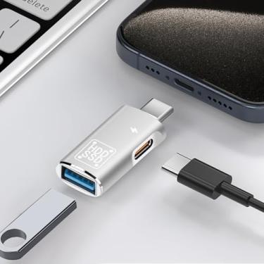 Imagem de Adaptador USB-C macho para USB/USB-C fêmea (pacote com 2), para OTG, carregamento e transferência de dados, compatível com telefones, computadores, tablets etc. - Prata