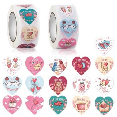 Imagem de 1000 peças de adesivos de rolo de coração de dia dos namorados 2,5 cm I Love You adesivos para embalar cartões, sacos de doces, selos, envelopes, suprimentos de decoração de festa