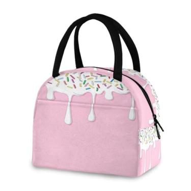 Imagem de Blueangle Lancheira isolada à prova de vazamento - Bolsa de almoço reutilizável com design de gotejamento de gelo branco, recipiente de alimentos refrigerador compacto para escritório, viagens e