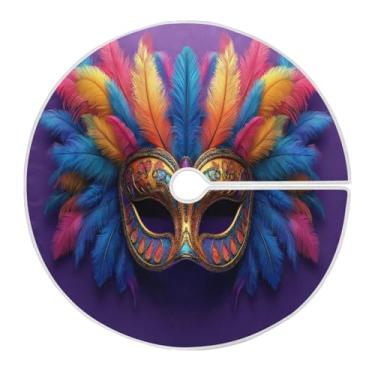Imagem de Blueangle Saia de árvore colorida para Mardi Gras de 118 cm, saia de poliéster macio para decoração de carnaval (206)
