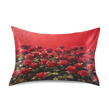 Imagem de ATTX Fronha de almofada de rosas com fecho de envelope para cabelo e pele, macia, respirável, suave, ambos os lados, capa de almofada de seda refrescante (Queen 50 cm × 76 cm, 1 peça) #255