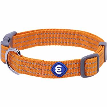 Imagem de Blueberry Pet Coleira de cachorro grande combinando Essentials | Coleiras de nylon clássicas ajustáveis de cor sólida para cães grandes | Coleira refletiva de damasco para cães grandes