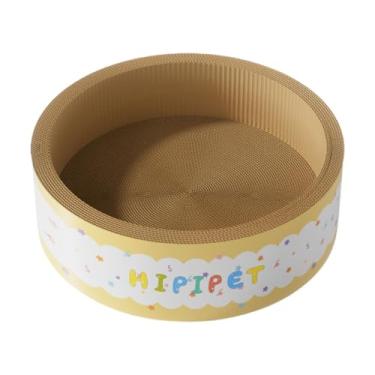 Imagem de IEUDNS Arranhador para gatos, 45 cm x 18 cm, proteção para móveis, brinquedo interativo de papel ondulado para gatos domésticos, Amarelo