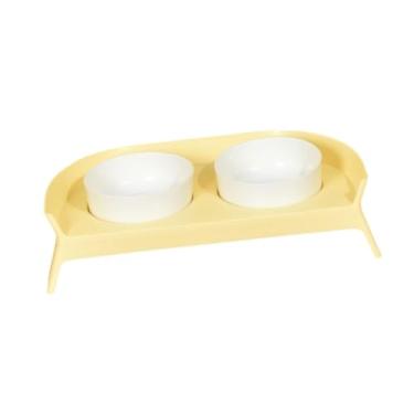 Imagem de Generic Conjunto de tigela de água para comida de gato Tigelas elevadas para gatos Design Comida para cachorro e prato de água Alimentador para animais de, Amarelo Branco