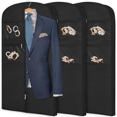 Imagem de Bolsa de roupa de 109 cm para viagem para pendurar roupas de armazenamento capa de terno com zíper e armazenamento de acessórios para casacos, vestidos, ternos