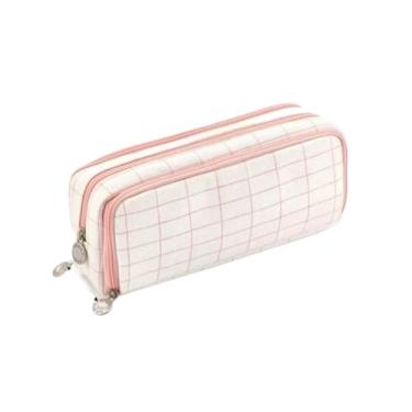 Imagem de Estojo De Lápis De Tecido De Grande Capacidade Camada/Double Sided Pen Bag Pencil Case/Escolar(Grade Rosa)