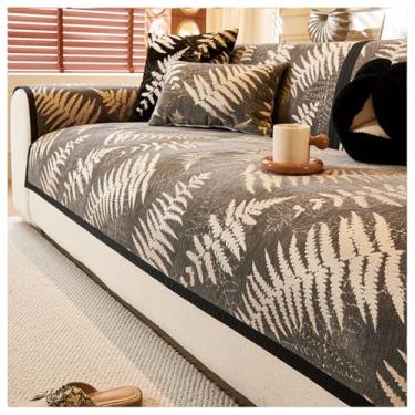 Imagem de SPXMQSS Capas de sofá para sofá secional, capa para sofá macio de chenille, capas universais antiderrapantes de canto para sofá em forma de L, protetor de móveis para sala de estar B 110 x 240 cm