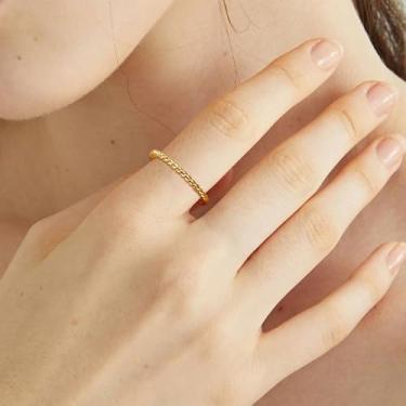 Imagem de Anel de aço inoxidável torcido para mulheres banhado a ouro 14 k exclusivo infinito alianças de casamento eternidade joias de noivado - tamanho 5-11 largura 1,7 mm, Aço inoxidável, Sem pedra preciosa