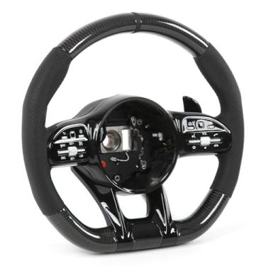 Imagem de aqxreight Para Substituição do Volante de Fibra de Carbono de Desempenho AMG Para A/B/C/E/S/G/GLC/GLE Classe C63 E63 2010+ do Cockpit, o Volante Preciso Trazendo Carbono 3K Achatado e
