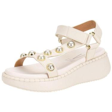 Imagem de Sandália feminina anabela vizzano 6519103, Branco, Off, 36
