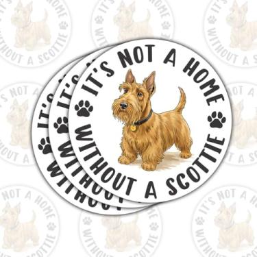 Imagem de Adesivos de vinil de 3 peças It's Not a Home Without a Scottie, fofos adesivos amarelos de vinil para laptop, caderno, garrafa de água, para-choque de carro, presente para mães de cães, amigos