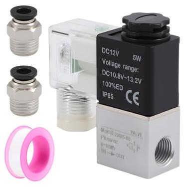 Imagem de Benikmake Válvula solenoide elétrica NPT DC12V 2 vias 2 posições pneumática 1/4 polegada IP65 à prova d'água 12V válvula de ar elétrica 2V025-08 para oficina de carpintaria automotiva hidráulica