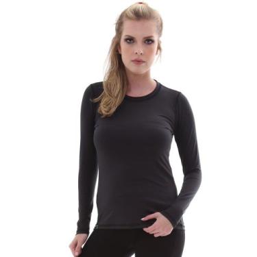 Imagem de Camiseta Feminina Proteção Solar Uv5+ Manga Longa  Slim Fitness, Preto
