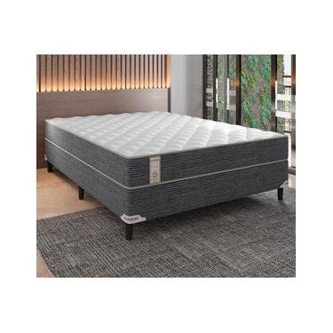 Imagem de Cama Box de Casal Portobel New Lexus com Molas Ensacadas e Revestimento em Tecido Poliéster 60x138x188cm - Branco/Cinza