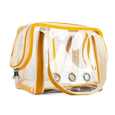 Imagem de Transporte para Pets Bolsa Transparente Gatos e Cães Pequenos com Compartimento Respirável em Malha Clipe Coleira Fechamento Zíper Alças Duplas na Parte Superior Tapete de Polar Removível