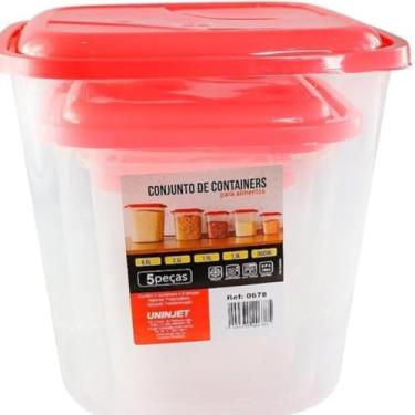 Imagem de Kit Porta Mantimentos com 5 Peças, Rosa, Polipropileno, Livre de BPA, 900ml a 6,6 Litros, Empilhável