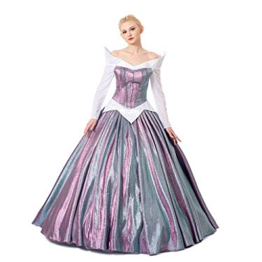 Imagem de RocailleCos Fantasia De Princesa Aurora Para Cosplay, Vestido Baile, Uniforme Roxo Brilhante Mulheres Adultas E Meninas (Roxo, Xxl)