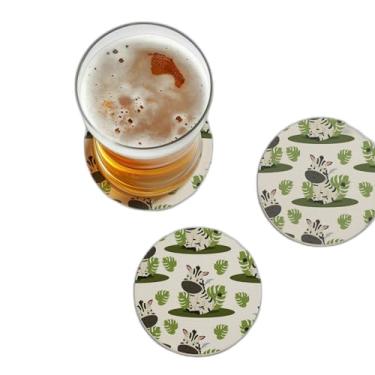 Imagem de Porta Copos Com Ilustração Personalizada Bebê Zebra Fundo Sem Costura - Tamanho 9x9 cm