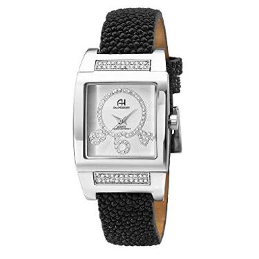 Imagem de Kit Relógio Feminino Champion Ana Hickmann Analógico Quadrado Couro AH28062Q Cristais Colar e Brincos