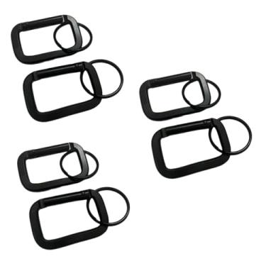 Imagem de DraCra Pacote Com 6 Mosquetões Retangulares Clipes Para Chaveiros Pretos, Argola Em D, Mola, Mosquetão, Chaveiro, Mosquetão Chaves, Mochila De Caminhada, Alças Táticas, Bolsa