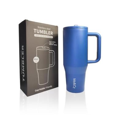 Imagem de Copo de água isolado de 1,134 g – Aço inoxidável SUS304, à prova de vazamento, livre de BPA, alça grande, suporte dobrável para canudo e copo, mantém frio 30H e quente 8H, caneca de viagem para